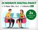 24 Monate Digital-Paket. E-Paper (Mo.-So.), inklusive M+. Nur 41,99 €/Monat. Zwei Personen an einem Tisch mit Tablets. 2x Lenovo Tab GRATIS. Jetzt bestellen!