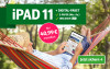 Mann entspannt in Hängematte und nutzt iPad 11 im Grünen. Angebot: Digitale Zeitung + iPad für 40,99 € im Monat.