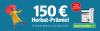 Frau mit rotem Schirm Text '150 Euro Herbst Prämie! 12 Monate gedruckt und digital lesen. Lesen, was lokal interessiert!