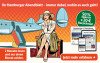 Frau mit Hut sitzt vor Flugzeug auf Koffern neben Abendblatt Abo. Angebot: 50 Prozent sparen plus 20 Euro Barprämie.